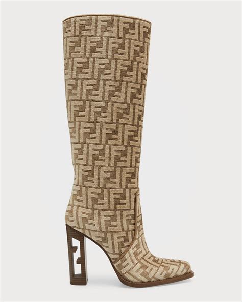 fendi red high boots|fendi vitello jacquard knee boots.